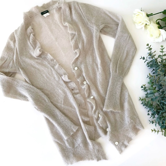 J. Crew Sweaters - J. Crew Ruffle Wool Cardigan